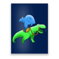 T-Rex Riding A Shark Poster