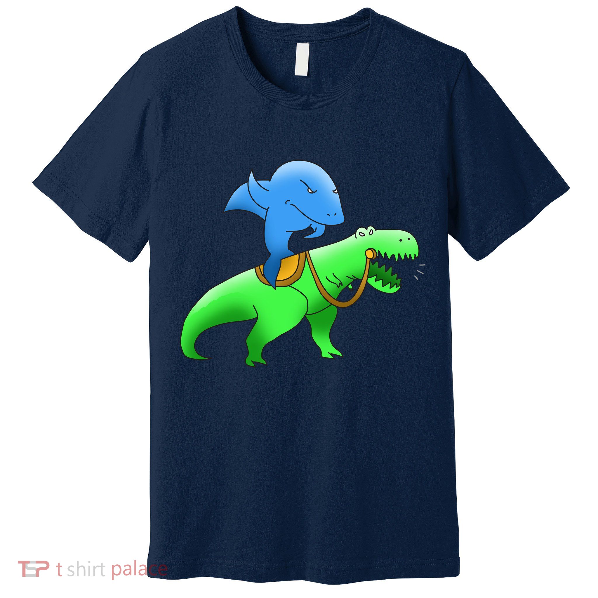 T-Rex Riding A Shark Premium T-Shirt