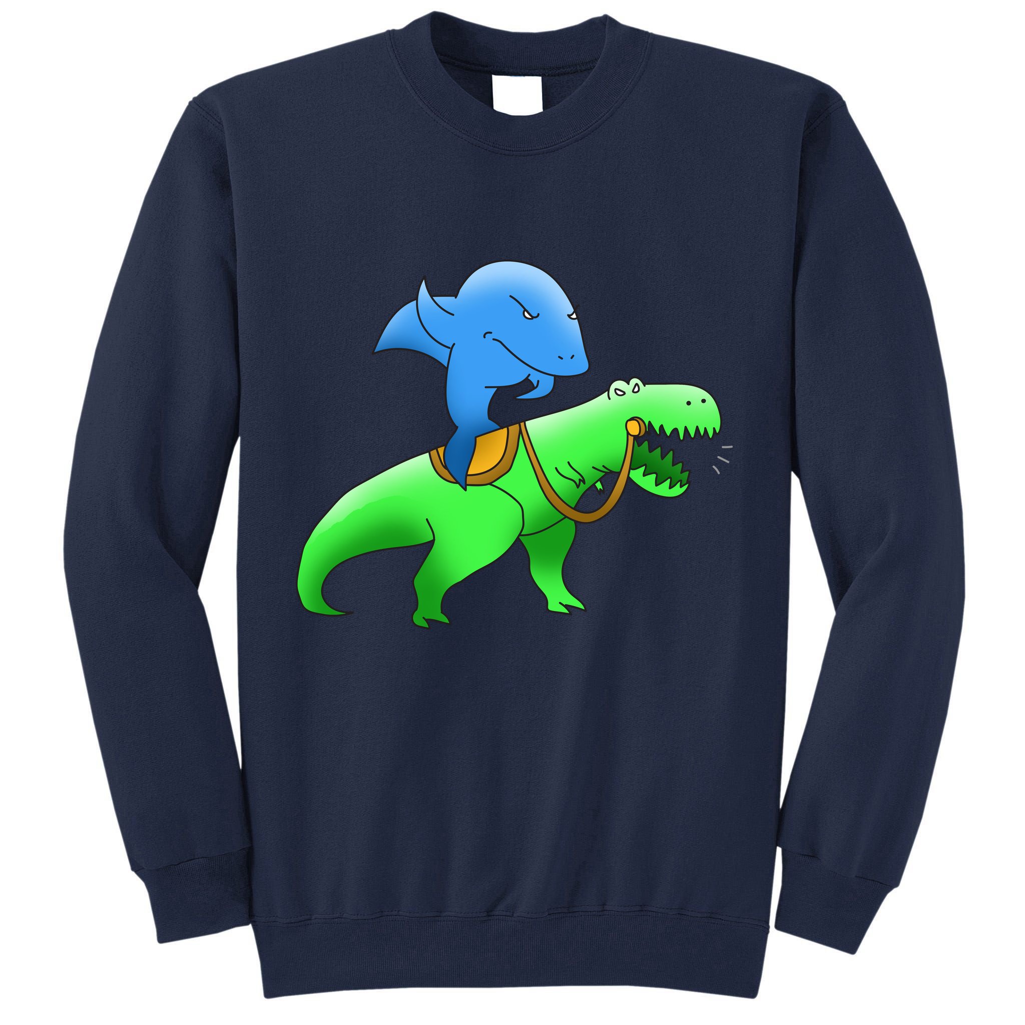 T-Rex Riding A Shark Tall Sweatshirt
