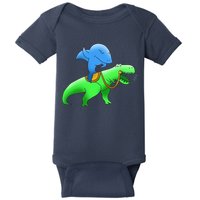 T-Rex Riding A Shark Baby Bodysuit