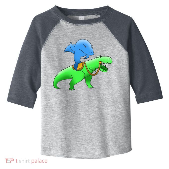 T-Rex Riding A Shark Toddler Fine Jersey T-Shirt