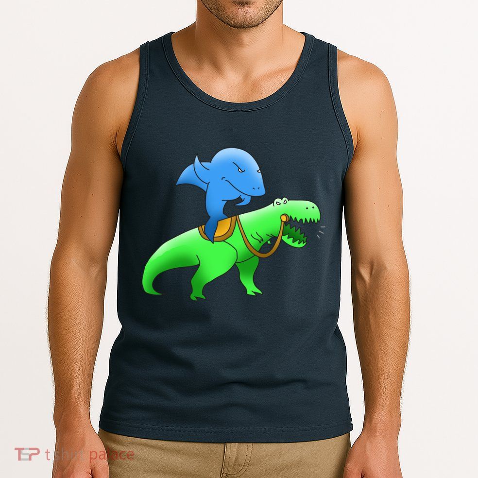 T-Rex Riding A Shark Tank Top
