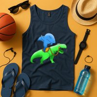 T-Rex Riding A Shark Tank Top