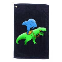 T-Rex Riding A Shark Golf Towel