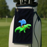 T-Rex Riding A Shark Golf Towel