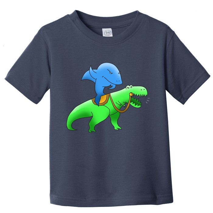 T-Rex Riding A Shark Toddler T-Shirt