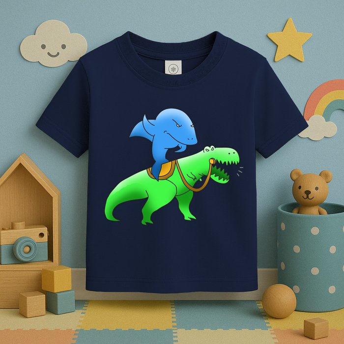 T-Rex Riding A Shark Toddler T-Shirt