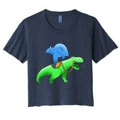 T-Rex Riding A Shark Crop Top