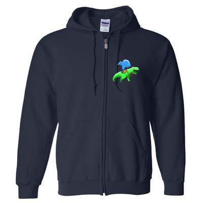 T-Rex Riding A Shark Full Zip Hoodie