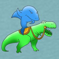 T-Rex Riding A Shark Sueded Cloud Jersey T-Shirt