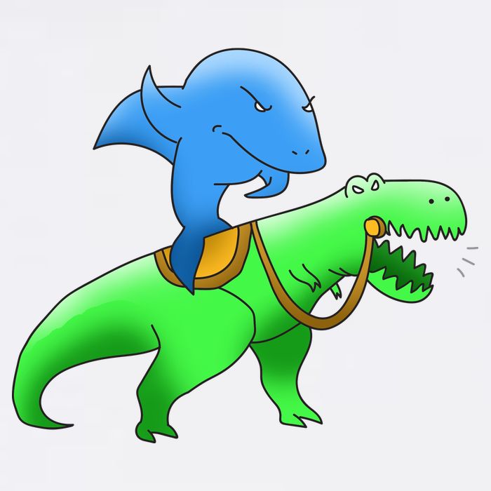 T-Rex Riding A Shark Garment-Dyed Sweatshirt