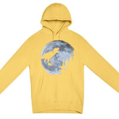 T-Rex Riding To The Moon  Premium Pullover Hoodie