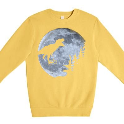 T-Rex Riding To The Moon  Premium Crewneck Sweatshirt