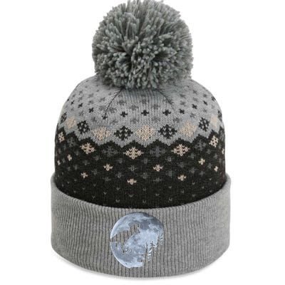 T-Rex Riding To The Moon  The Baniff Cuffed Pom Beanie