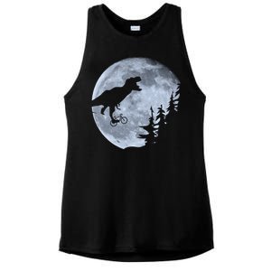 T-Rex Riding To The Moon  Ladies PosiCharge Tri-Blend Wicking Tank