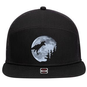 T-Rex Riding To The Moon  7 Panel Mesh Trucker Snapback Hat