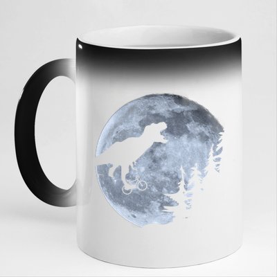 T-Rex Riding To The Moon  11oz Black Color Changing Mug