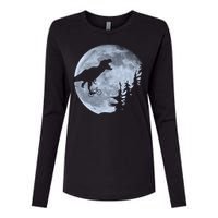 T-Rex Riding To The Moon  Womens Cotton Relaxed Long Sleeve T-Shirt