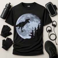 T-Rex Riding To The Moon  Performance Shirt