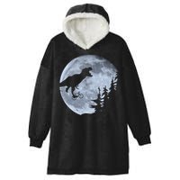 T-Rex Riding To The Moon  Hooded Wearable Blanket