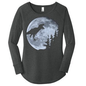 T-Rex Riding To The Moon  Women's Perfect Tri Tunic Long Sleeve Shirt