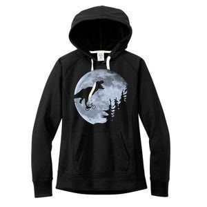 T-Rex Riding To The Moon  Women's Fleece Hoodie