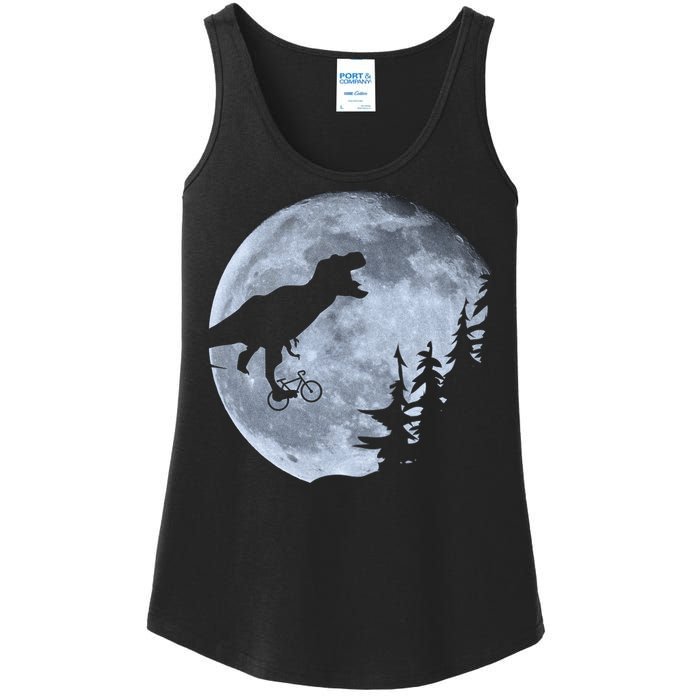 T-Rex Riding To The Moon  Ladies Essential Tank