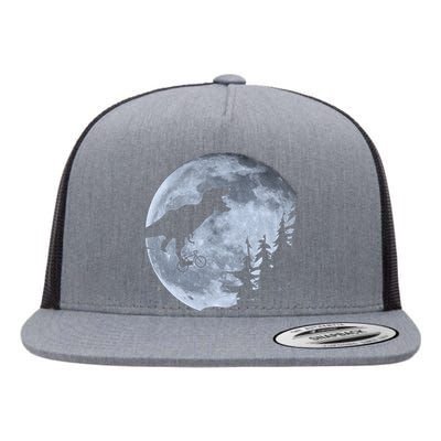 T-Rex Riding To The Moon  Flat Bill Trucker Hat