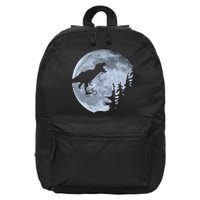 T-Rex Riding To The Moon  16 in Basic Backpack