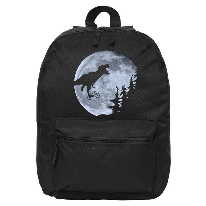 T-Rex Riding To The Moon  16 in Basic Backpack