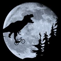 T-Rex Riding To The Moon  16 in Basic Backpack