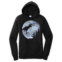 T-Rex Riding To The Moon  Women's Pullover Hoodie