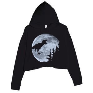 T-Rex Riding To The Moon  Crop Fleece Hoodie