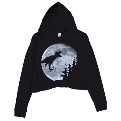 T-Rex Riding To The Moon  Crop Fleece Hoodie