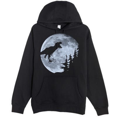 T-Rex Riding To The Moon  Premium Pullover Hoodie