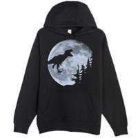 T-Rex Riding To The Moon  Premium Pullover Hoodie