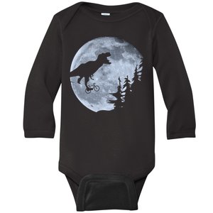 T-Rex Riding To The Moon  Baby Long Sleeve Bodysuit