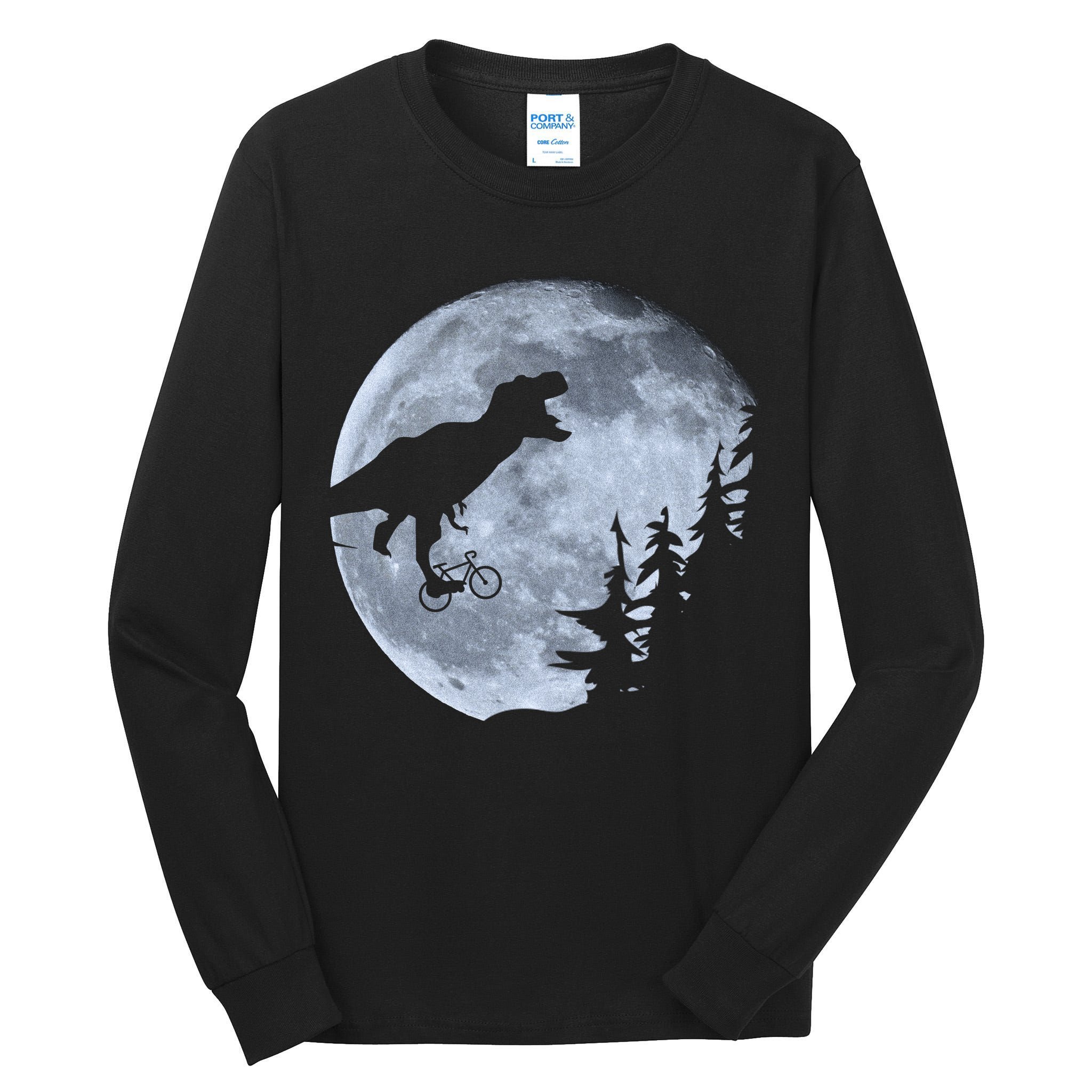 T-Rex Riding To The Moon  Tall Long Sleeve T-Shirt