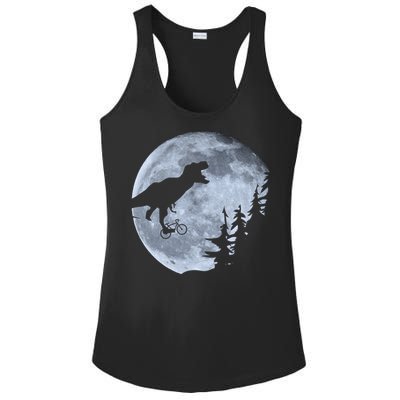 T-Rex Riding To The Moon  Ladies PosiCharge Competitor Racerback Tank