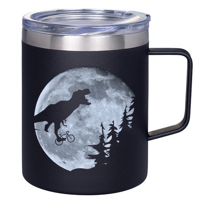 T-Rex Riding To The Moon  12oz Stainless Steel Coffee Mug