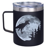 T-Rex Riding To The Moon  12oz Stainless Steel Coffee Mug