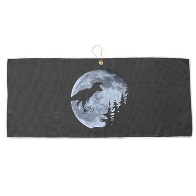 T-Rex Riding To The Moon  Large Microfiber Waffle Golf Towel