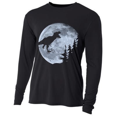 T-Rex Riding To The Moon  Cooling Performance Long Sleeve Crew