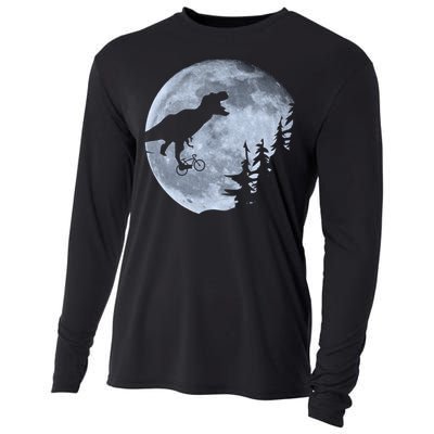 T-Rex Riding To The Moon  Cooling Performance Long Sleeve Crew