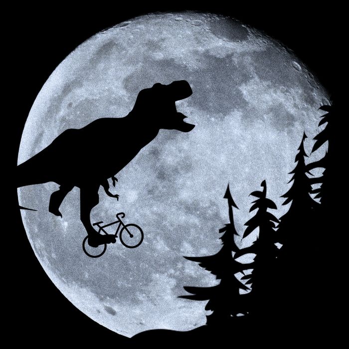 T-Rex Riding To The Moon  Poster