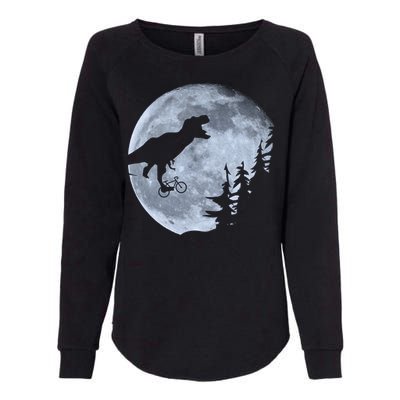 T-Rex Riding To The Moon  Womens California Wash Sweatshirt