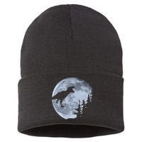 T-Rex Riding To The Moon  Sustainable Knit Beanie