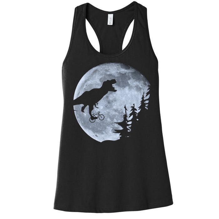 T-Rex Riding To The Moon  Women's Racerback Tank