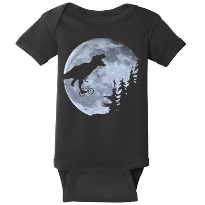 T-Rex Riding To The Moon  Baby Bodysuit