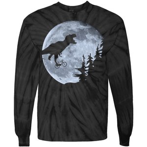 T-Rex Riding To The Moon  Tie-Dye Long Sleeve Shirt